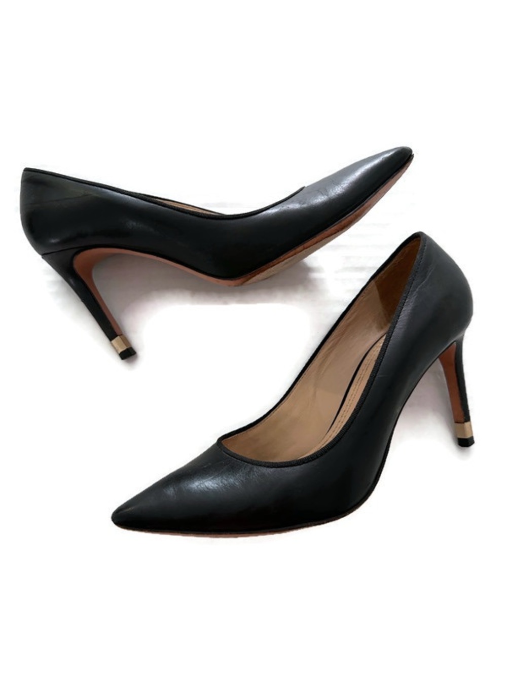 Tory Burch Black Pointed-Toe Leather Pumps